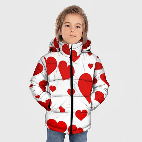 Зимняя куртка для мальчика Сердечки / 3D-Черный – фото 3