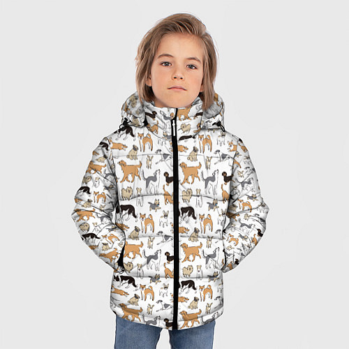Зимняя куртка для мальчика Узор собаки много / 3D-Черный – фото 3