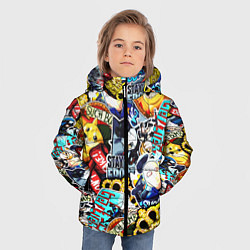 Куртка зимняя для мальчика CS GO STICKERBOMBING, цвет: 3D-красный — фото 2