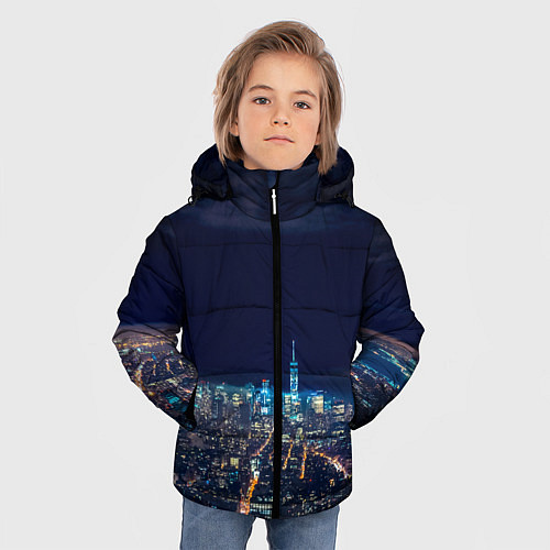 Зимняя куртка для мальчика Ночной город / 3D-Черный – фото 3