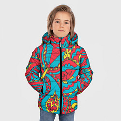 Куртка зимняя для мальчика Цветочный Узор, цвет: 3D-черный — фото 2