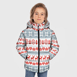 Куртка зимняя для мальчика Новогодний пиксельный узор, цвет: 3D-красный — фото 2