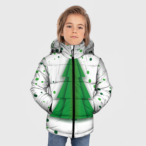 Зимняя куртка для мальчика Новогодняя елка / 3D-Черный – фото 3