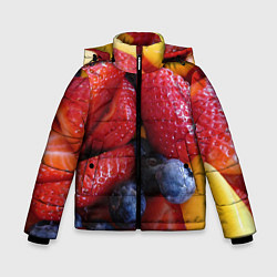Куртка зимняя для мальчика Фругтово-ягодное изобилие, цвет: 3D-черный