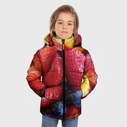 Зимняя куртка для мальчика Фругтово-ягодное изобилие / 3D-Черный – фото 3
