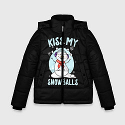 Куртка зимняя для мальчика Озорной Снеговик, цвет: 3D-черный