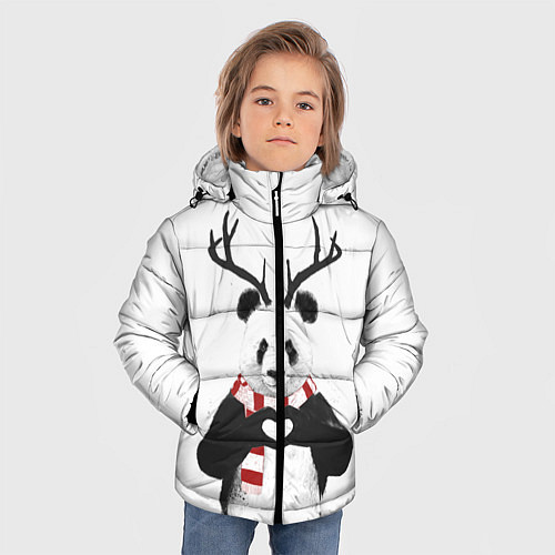 Зимняя куртка для мальчика Новогодний Панда / 3D-Черный – фото 3