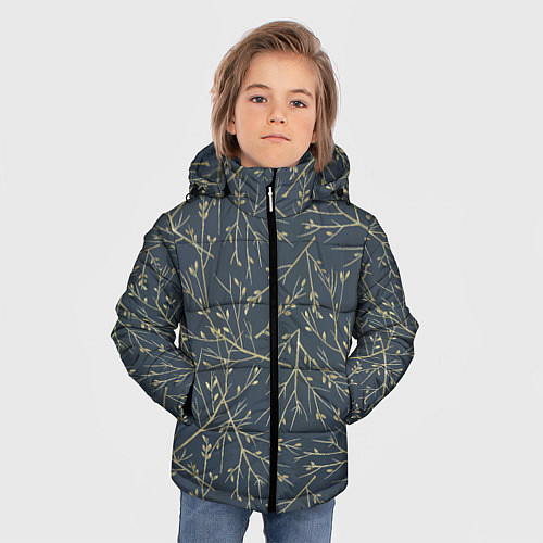 Зимняя куртка для мальчика Веточки / 3D-Светло-серый – фото 3