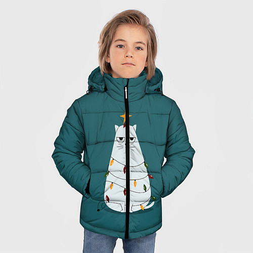 Зимняя куртка для мальчика Кото-ёлка / 3D-Черный – фото 3