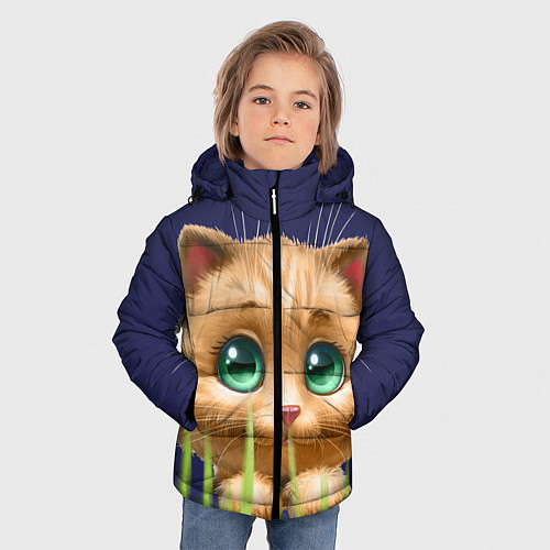 Зимняя куртка для мальчика Зелёная трава / 3D-Черный – фото 3