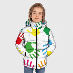Куртка зимняя для мальчика Цветные ладошки - Детский узор, цвет: 3D-черный — фото 2