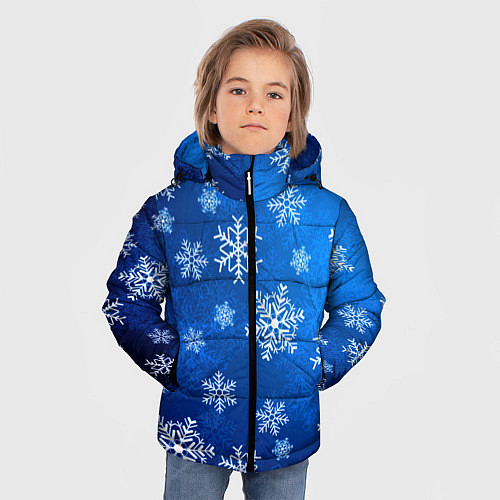 Зимняя куртка для мальчика Новый Год Снежинки / 3D-Черный – фото 3