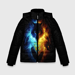 Куртка зимняя для мальчика Волки в огне, цвет: 3D-черный