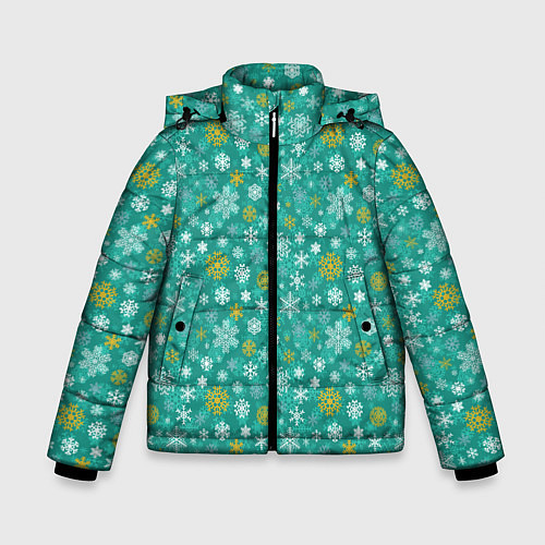 Зимняя куртка для мальчика Снежинки / 3D-Светло-серый – фото 1