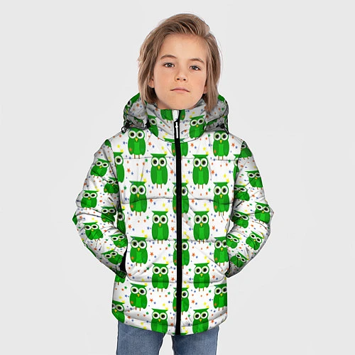 Зимняя куртка для мальчика Совы / 3D-Черный – фото 3