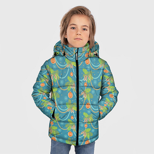 Зимняя куртка для мальчика Новый Год / 3D-Черный – фото 3
