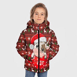 Куртка зимняя для мальчика Милый новогодний бычок 2021, цвет: 3D-черный — фото 2