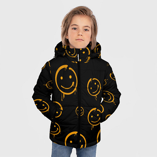 Зимняя куртка для мальчика Смайл / 3D-Черный – фото 3