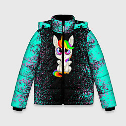 Куртка зимняя для мальчика Единорог, цвет: 3D-черный