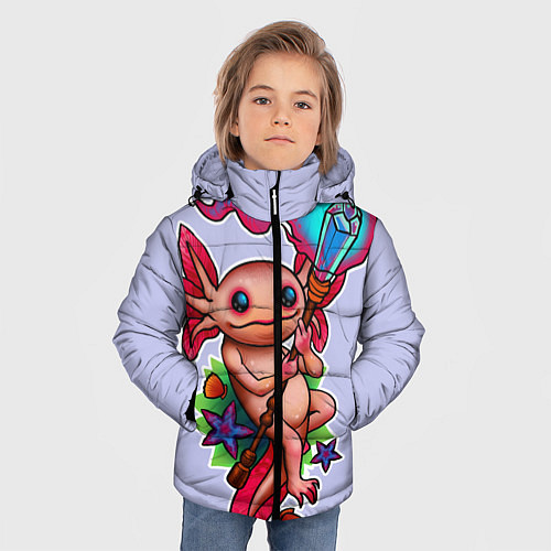 Зимняя куртка для мальчика Магический аксолотль / 3D-Черный – фото 3
