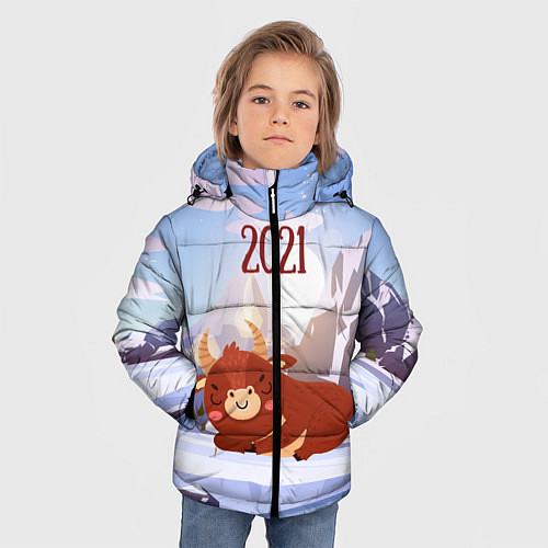 Зимняя куртка для мальчика Спящий бык 2021 / 3D-Черный – фото 3