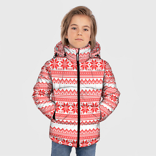 Зимняя куртка для мальчика Новогодний Красный / 3D-Черный – фото 3