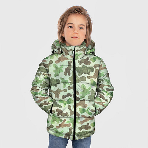 Зимняя куртка для мальчика Весенний камуфляж / 3D-Черный – фото 3