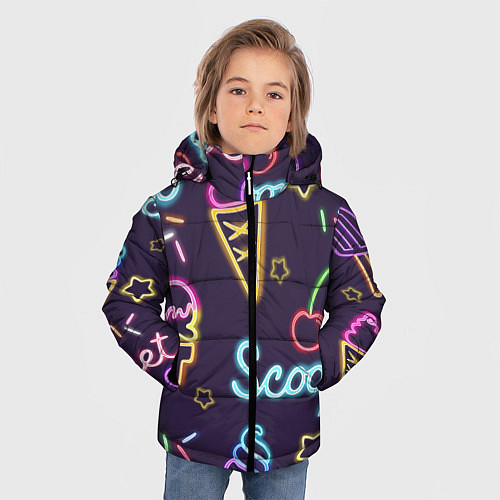 Зимняя куртка для мальчика Мороженное неон / 3D-Черный – фото 3