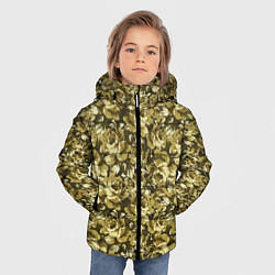 Куртка зимняя для мальчика Золотой камуфляж из роз, цвет: 3D-черный — фото 2