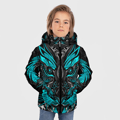 Зимняя куртка для мальчика Абстракция тигр / 3D-Черный – фото 3