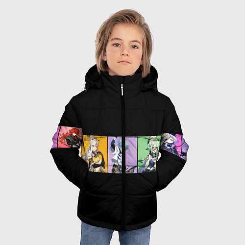 Зимняя куртка для мальчика Genshin Impact - Полоса / 3D-Черный – фото 3