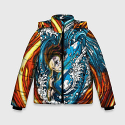 Куртка зимняя для мальчика Танджиро Камадо Клинок демонов, цвет: 3D-черный