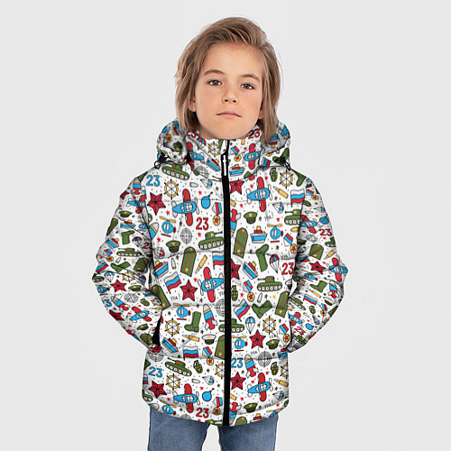Зимняя куртка для мальчика 23 февраля / 3D-Черный – фото 3