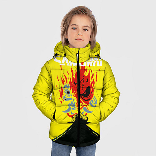 Зимняя куртка для мальчика Киберпанк 2077 Киану на спине / 3D-Черный – фото 3