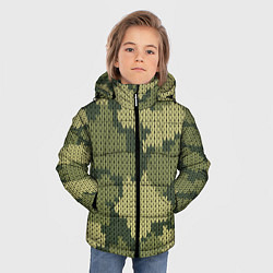 Куртка зимняя для мальчика Вязаный принт милитари, цвет: 3D-черный — фото 2