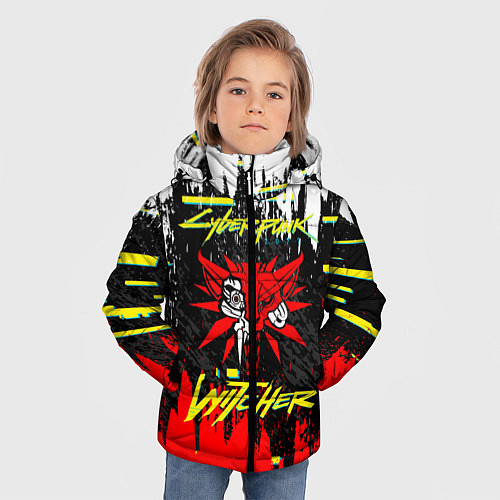 Зимняя куртка для мальчика Cyberpunk 2077 Ведьмак / 3D-Черный – фото 3