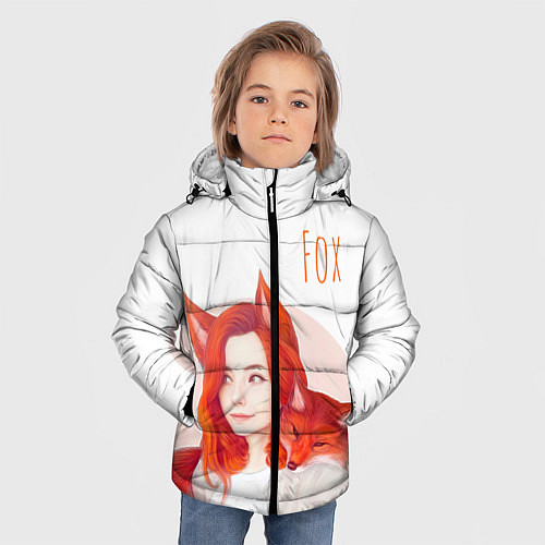 Зимняя куртка для мальчика Девушка-лиса / 3D-Черный – фото 3