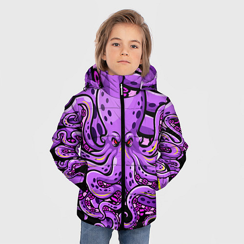 Зимняя куртка для мальчика Кровожадный осьминог / 3D-Черный – фото 3