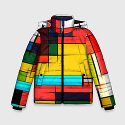 Куртка зимняя для мальчика Абстрактные фигуры цвета, цвет: 3D-черный