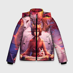 Куртка зимняя для мальчика Девушка-лиса, цвет: 3D-красный
