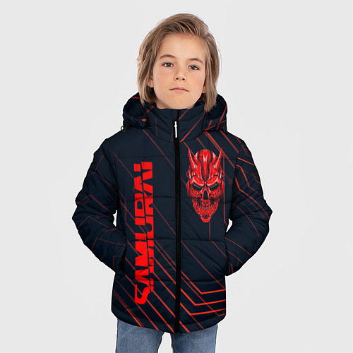 Зимняя куртка для мальчика CYBERPUNK 2077 samurai / 3D-Красный – фото 3