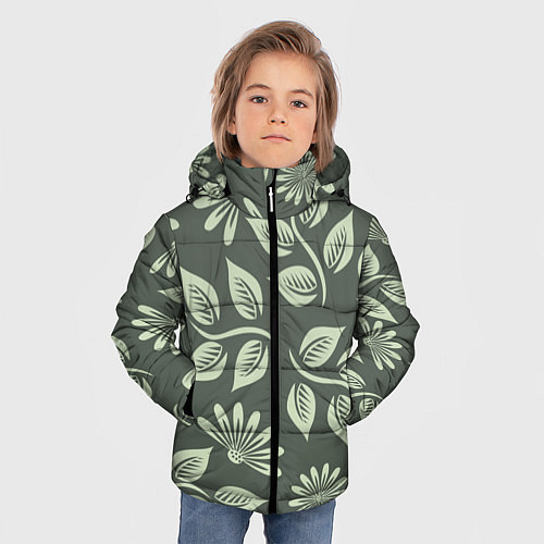 Зимняя куртка для мальчика Цветы / 3D-Черный – фото 3