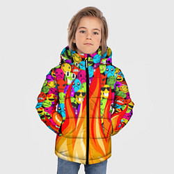 Куртка зимняя для мальчика SLAVA MARLOW - Смайлики, цвет: 3D-красный — фото 2