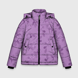Зимняя куртка для мальчика Листья на фиолетовом фоне
