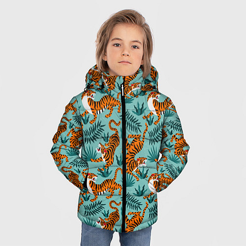 Зимняя куртка для мальчика Рычащие Тигры Паттерн / 3D-Черный – фото 3