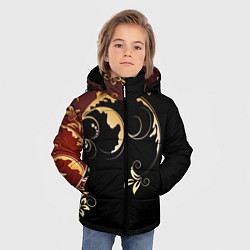 Куртка зимняя для мальчика Узор - Хохлома, цвет: 3D-черный — фото 2