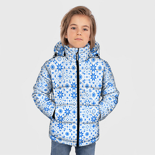 Зимняя куртка для мальчика Орнамент снежинки / 3D-Черный – фото 3