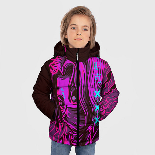 Зимняя куртка для мальчика Киберпанк / 3D-Черный – фото 3