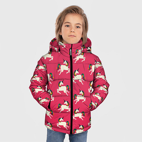 Зимняя куртка для мальчика Единорожки / 3D-Черный – фото 3