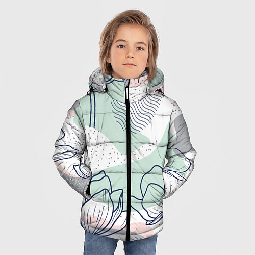 Зимняя куртка для мальчика Цветы / 3D-Черный – фото 3